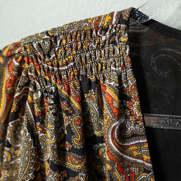 Michael Kors Paisley Boho Chic Smocked Tiered Mini Dress Western Cottagecore - Picture 4 of 9